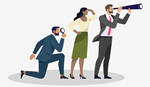 Illustration of people watching with Binoculars