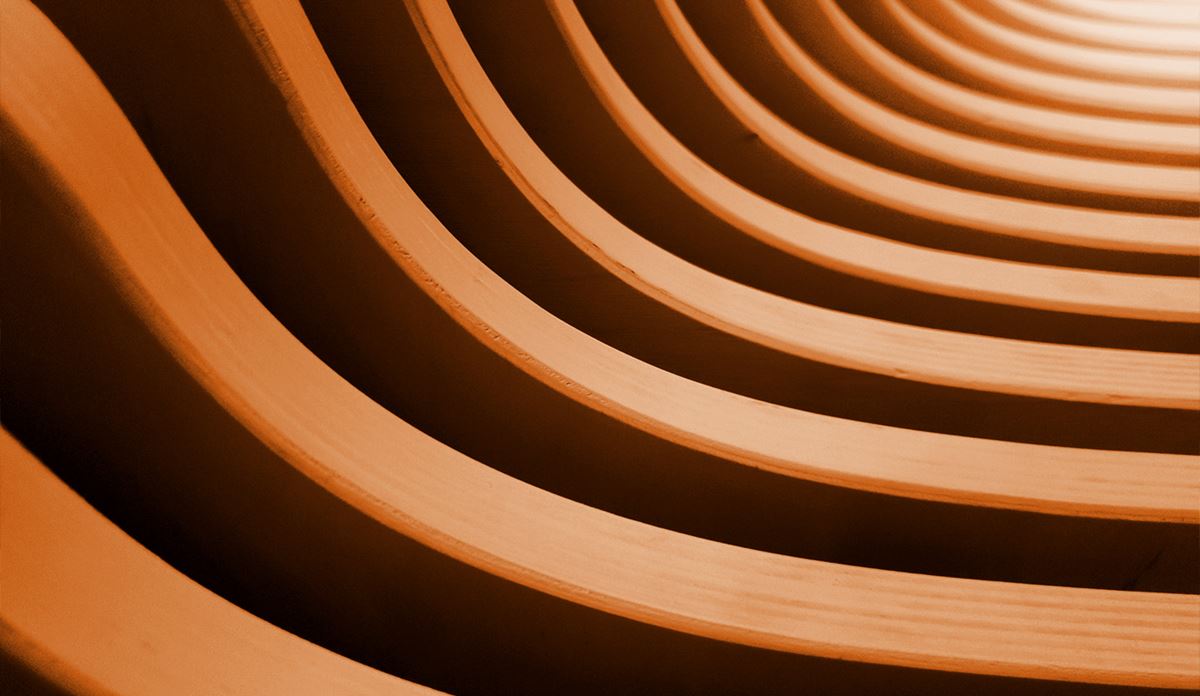 Close-up of a gently curved wall