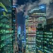 Singapore skyscrapers at night