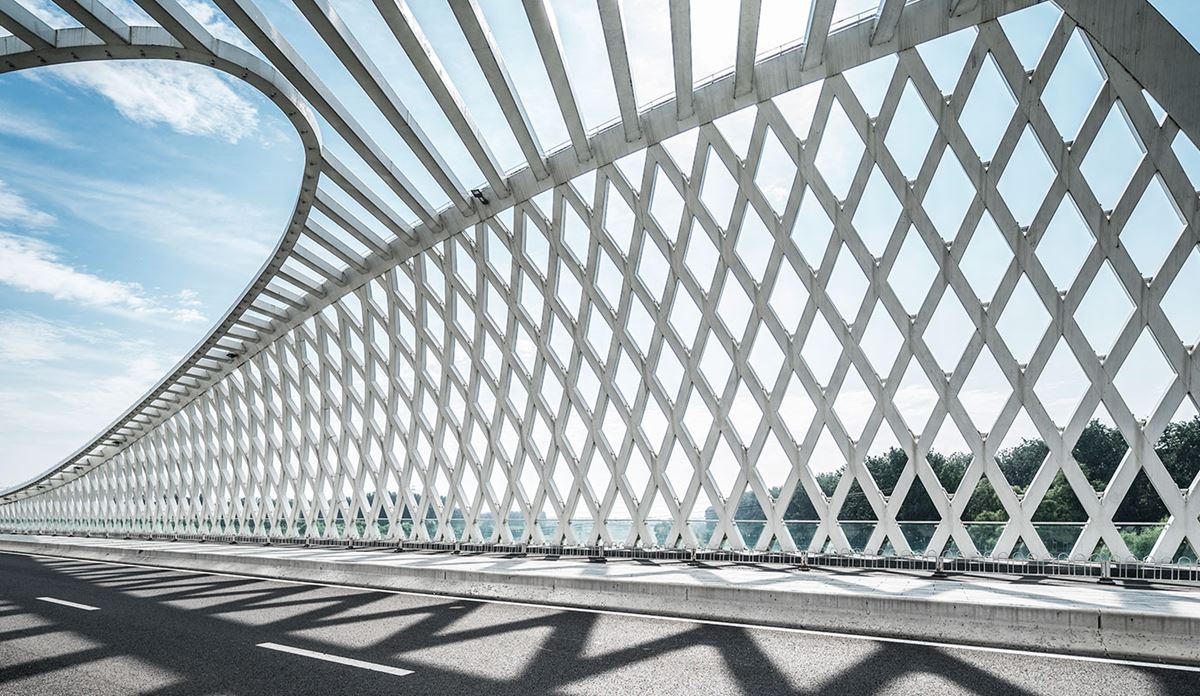 White bridge with blue sky